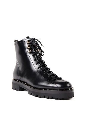 VALENTINO GARAVANI Soul Rockstud leather Combat Boots Lace Up - Women(Size: 9.5)